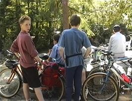 A swimming and ice cream break at Pont-y-Pair Bridge, Betws-y-Coed, 15.4 miles into the ride